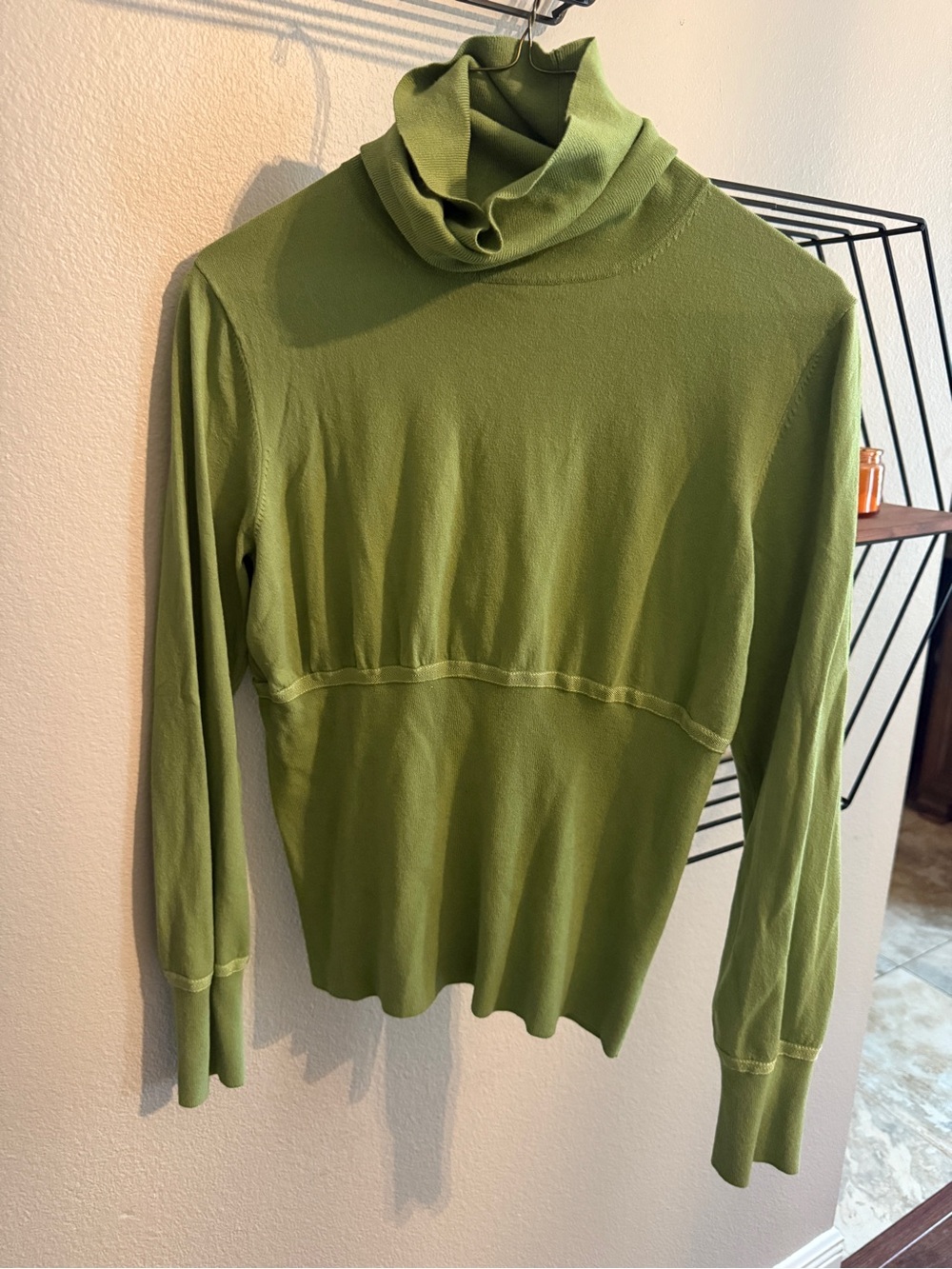 Per Se Olive Green Cowl Neck Long Sleeve Top